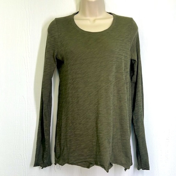 ATM - Army Green Slub Jersey Long Sleeve Distressed Was Long Sleeve T Size Small - Picture 3 of 11